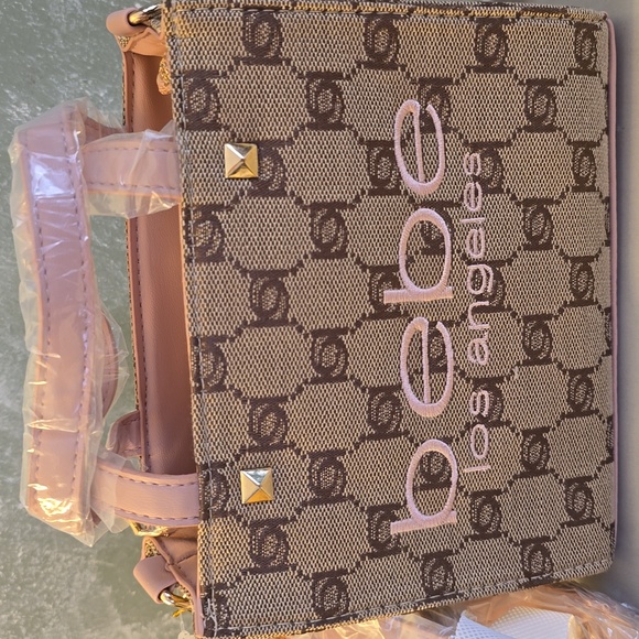 bebe Talulla Mini Satchel Blush Monogram Logo Crossbody Shoulder Bag NWT - Picture 3 of 12